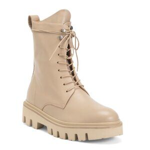 KOIO Sandalwood Made In Italy Leather Cortina Lace Up Boots